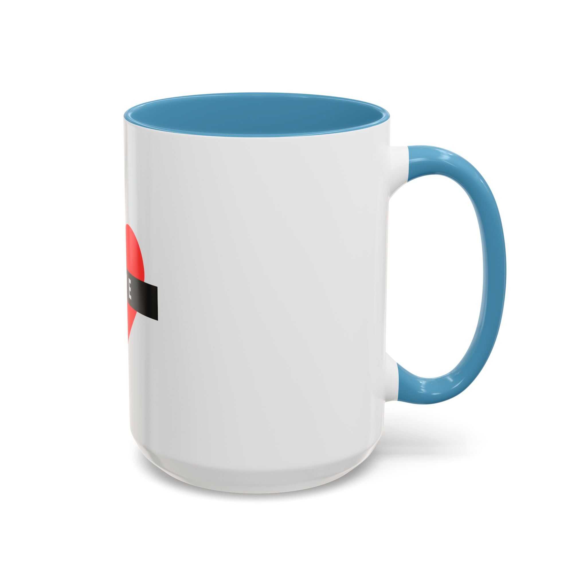 Love Heart Accent Mug – Red Heart with "LOVE" Banner, Valentine's Day Coffee Cup