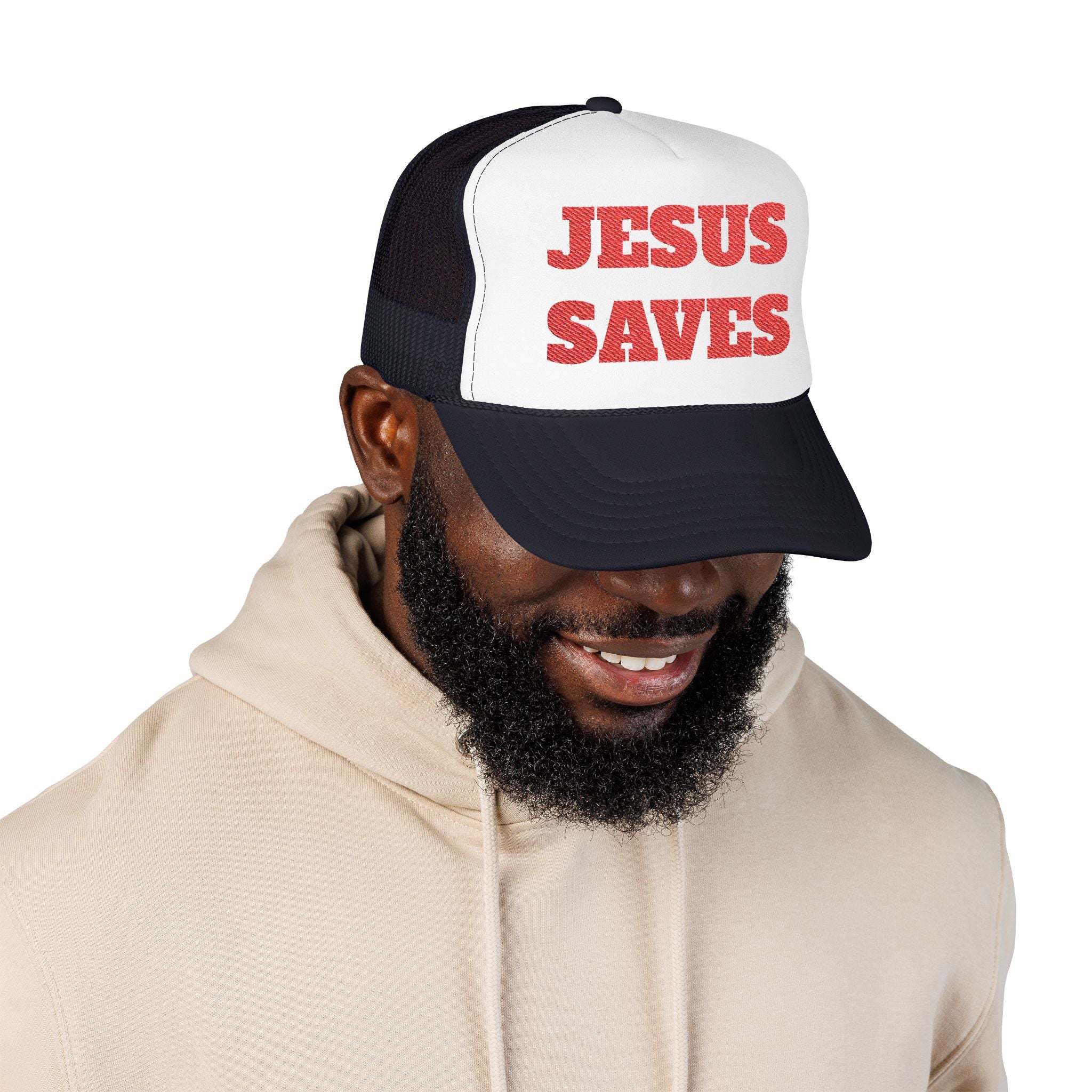 Jesus Saves Foam Trucker Hat - Christian Gospel Mesh Cap