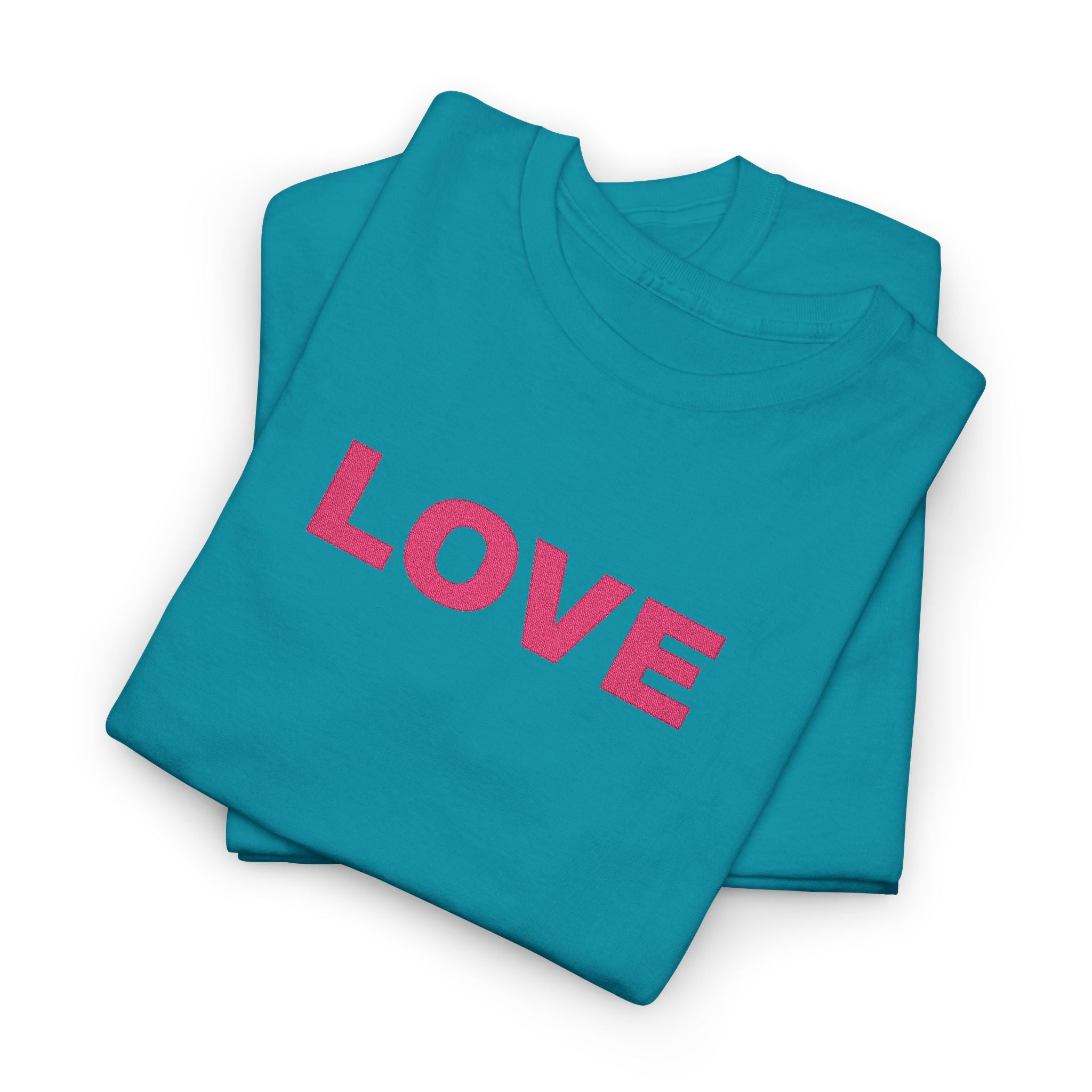 LOVE Glitter Text T-Shirt — Women's Pink Sparkle Tee for Valentine's Day