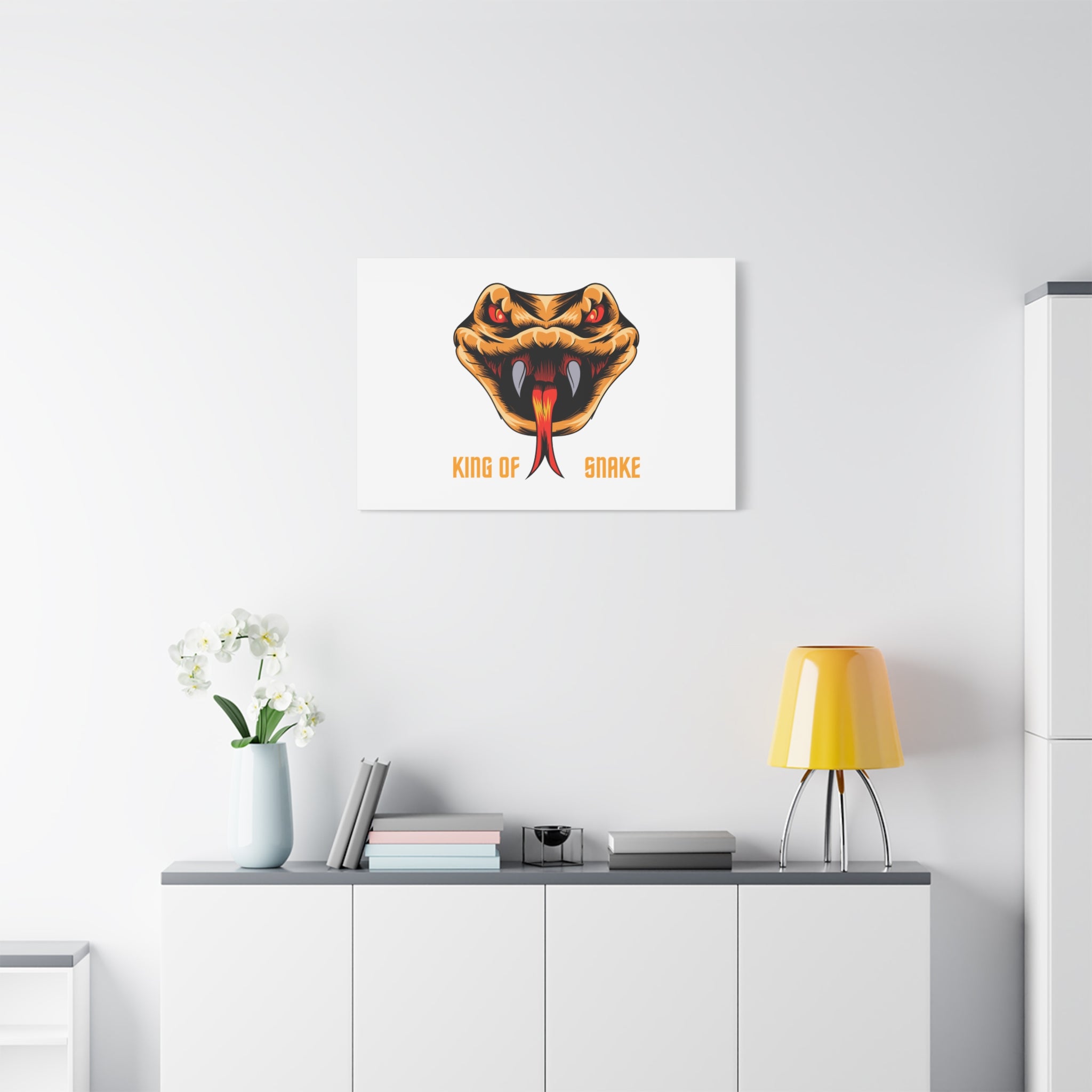 Snake Canvas Wall Art – "King of Snake" Fierce Cobra Head Matte Stretched Print