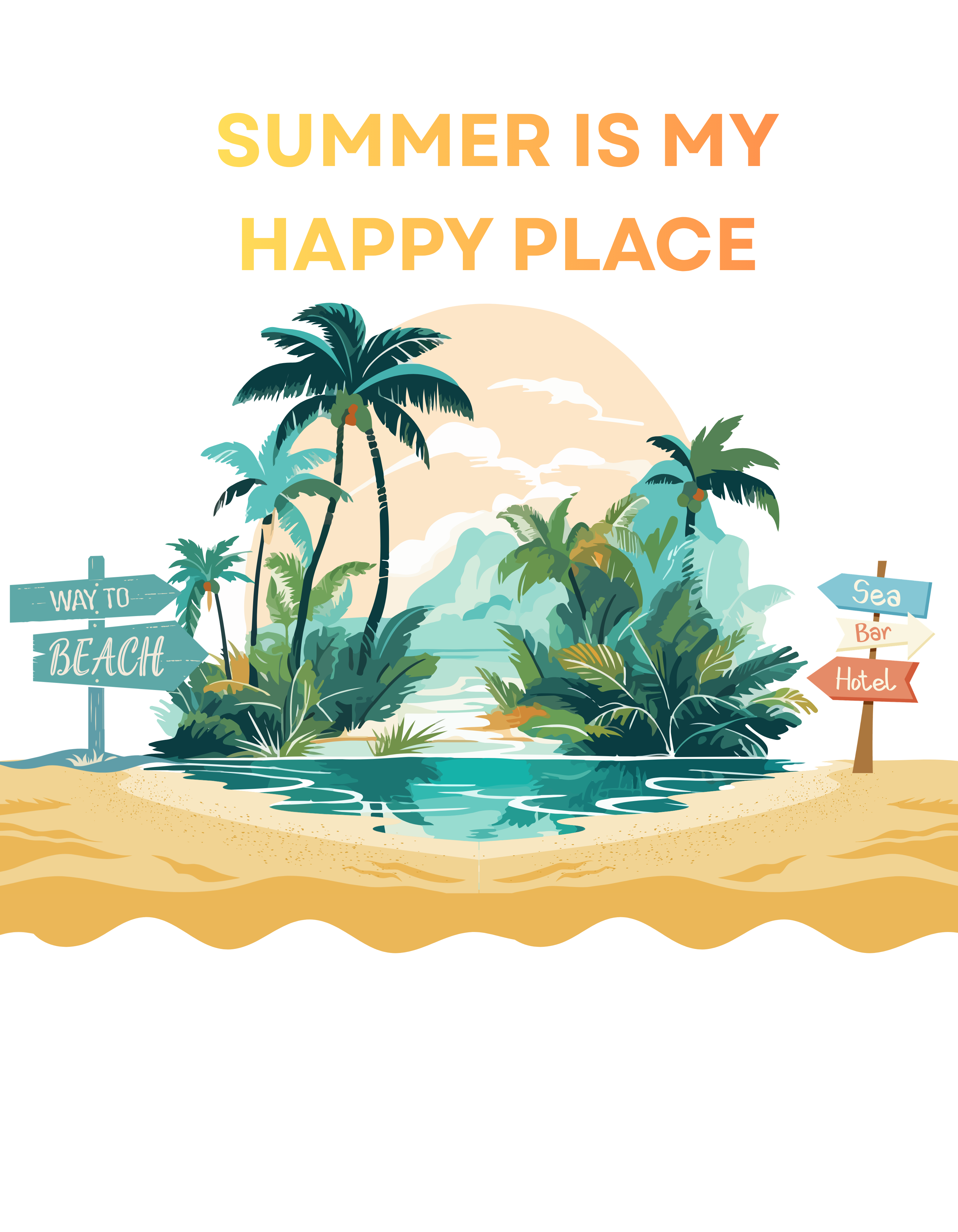 Summer Vibes Beach T-Shirt - "Summer Is My Happy Place" Graphic Tee